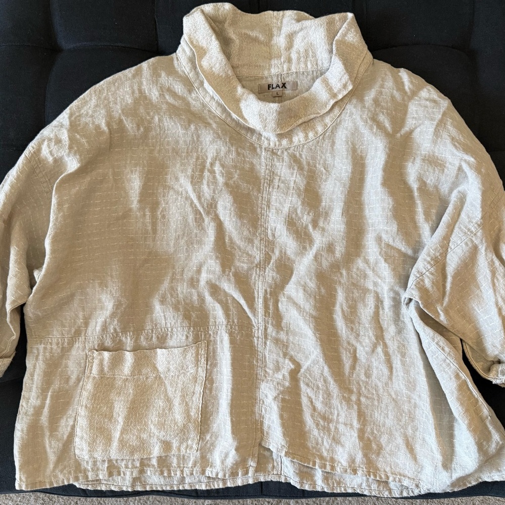 Flax Linen Tunic Cowell Neck Blouse